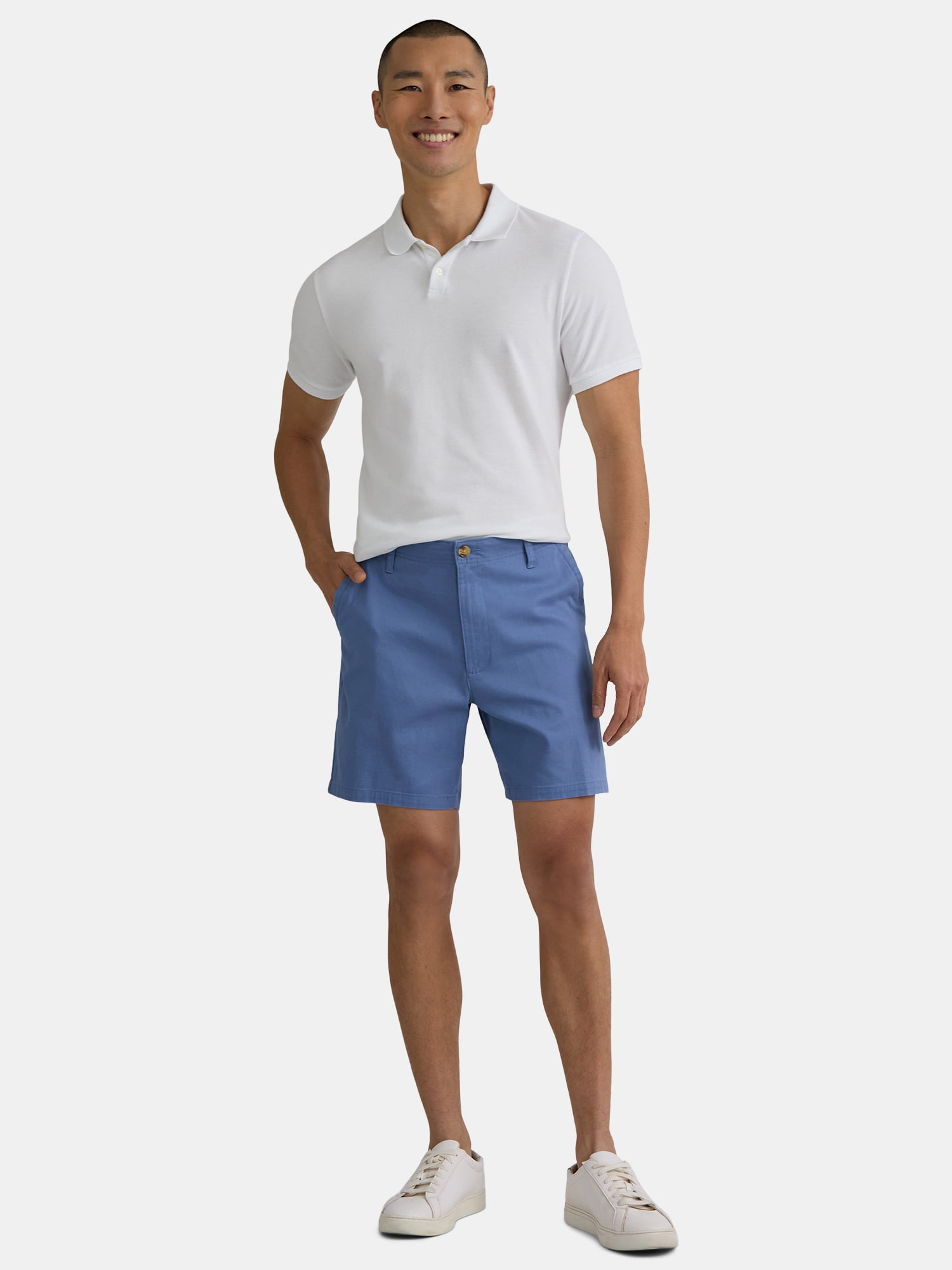 George Men's & Big Men's Relaxed Fit Stretch Twill Flat Front Shorts, 9" Inseam, Sizes 28-54