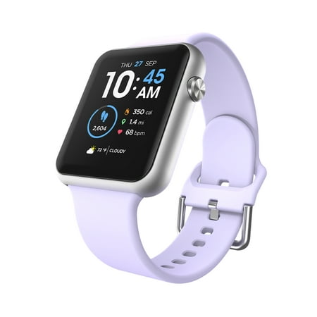 iTech Fusion 3 Unisex Adult Rectangular Smart Watch, Lilac, Silicone Strap
