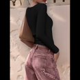 thumbnail image 4 of Camisas de Larga para Mujer, Tops Cortos, Moda de Otoño 2025, Cuello Cuadrado, Camisetas Básicas para Salir, Ropa Y2K Negro L, 4 of 7