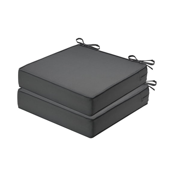 Garvee Patio Chair Cushions Set of 2 for Outdoor Furniture 19x19x4 Inch, Waterproof & Fade Resistant Square Corner Outdoor Seat Cushions with Tie, Perfect for Chair Sofa Couch, Dark Grey