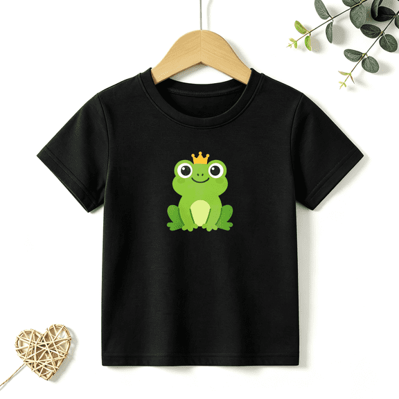 Boys Graphic T Shirt Cute Frog Cartoon Short Sleeve Kids Tee Animal Lover Design 100% Cotton Soft Child Tops 4-13Y