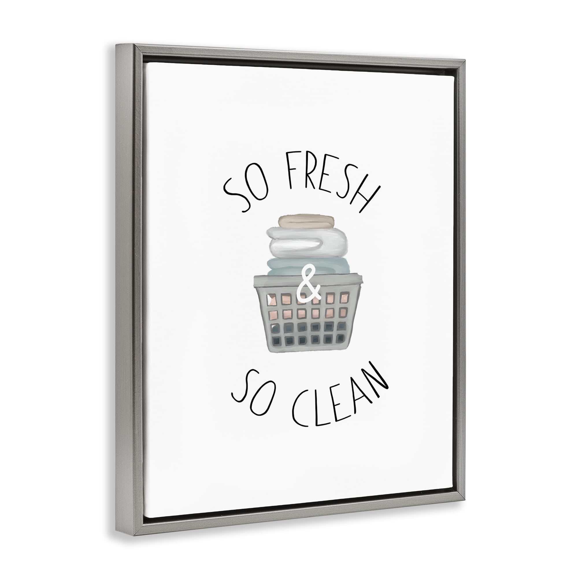 Stupell Industries So Fresh Laundry Basket Gray Framed Floater Canvas Wall Art, design by Elizabeth Medley