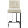 thumbnail image 5 of Modway Privy Black Stainless Steel Upholstered Fabric Counter Stool in Black Beige, 5 of 8