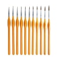 thumbnail image 1 of Ensemble de 11 Pcs de Pinceaux Miniatures avec Poignées en Bois Naturel pour Peinture Acrylique, 1 of 3