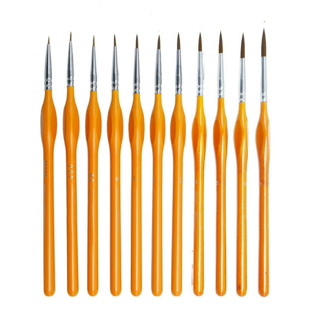 Miniature Detail Paint Brush Set 11 Piece Fine Tip Art Brushes For Acrylic Painting And Precise Artwork