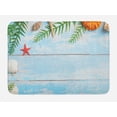 thumbnail image 1 of Seashells Bath Mat, Star Fish Seashell Tropic Plants Leaves Seaweed Nautical Boat Marine, Non-Slip Plush Mat Bathroom Kitchen Laundry Room Decor, 29.5 X 17.5 Inches, Pale Blue Green Amber, Ambesonne, 1 of 2