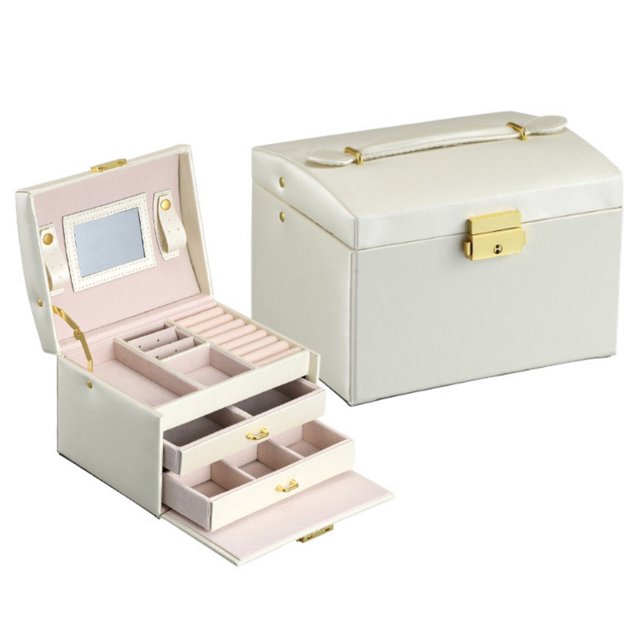 Jewelry Organizer Portable Pure Color Large Capacity Necklace Case Earrings Case