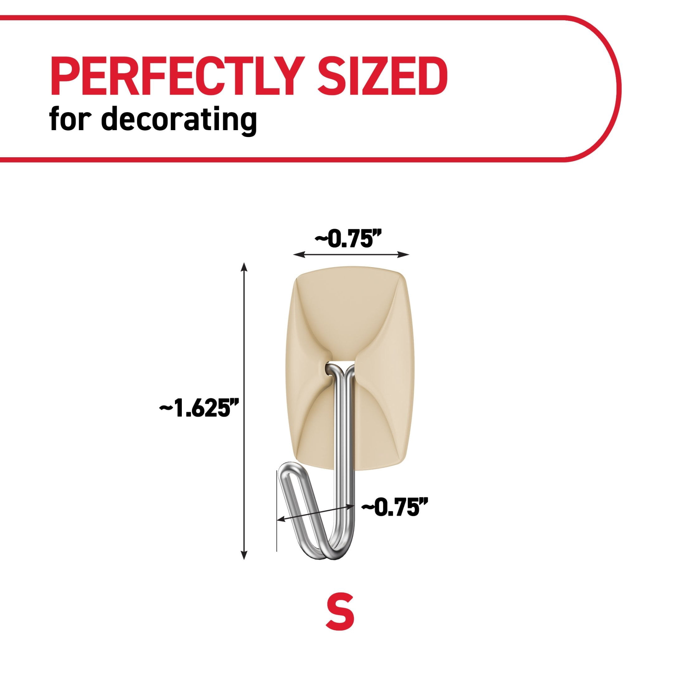 Command Small Wire Hooks, Latte, Holds .5 lbs, 9 Hooks, 12 Adhesive Strips
