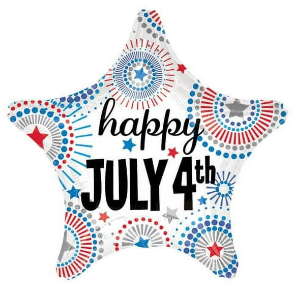 Anagram 18in Happy July 4th Bursts 18 in Foil Balloon, Red White Blue