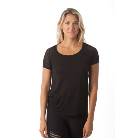 Degree Tee Shirts - 90 Degree By Reflex - Fishnet Short Sleeve Top