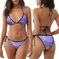 thumbnail image 6 of Ratiio Colorful Purple Cosmos Flower Pattern Women's Two Piece Bikini Swimsuit - Adjustable Tie Bikini Set Sexy & Comfortable Beach Swimwear, 6 of 7