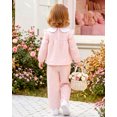 thumbnail image 4 of Toddler Baby Girl Clothes 18 Months Girl Fall Outfits 24 Months Girls Ruffle Long Sleeve Peter-pan Collar Plaid Top Pants 2PCS Set Pink, 4 of 6