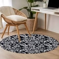 thumbnail image 4 of Small Round Rug 3Ft Washable Non-Slip, Black Spring Floral Circle Area Rugs for Living Room Bedroom, Farmhouse Flowers Elegant Pastoral Indoor Floor Mats Carpet Runner for Home Decor, 4 of 8