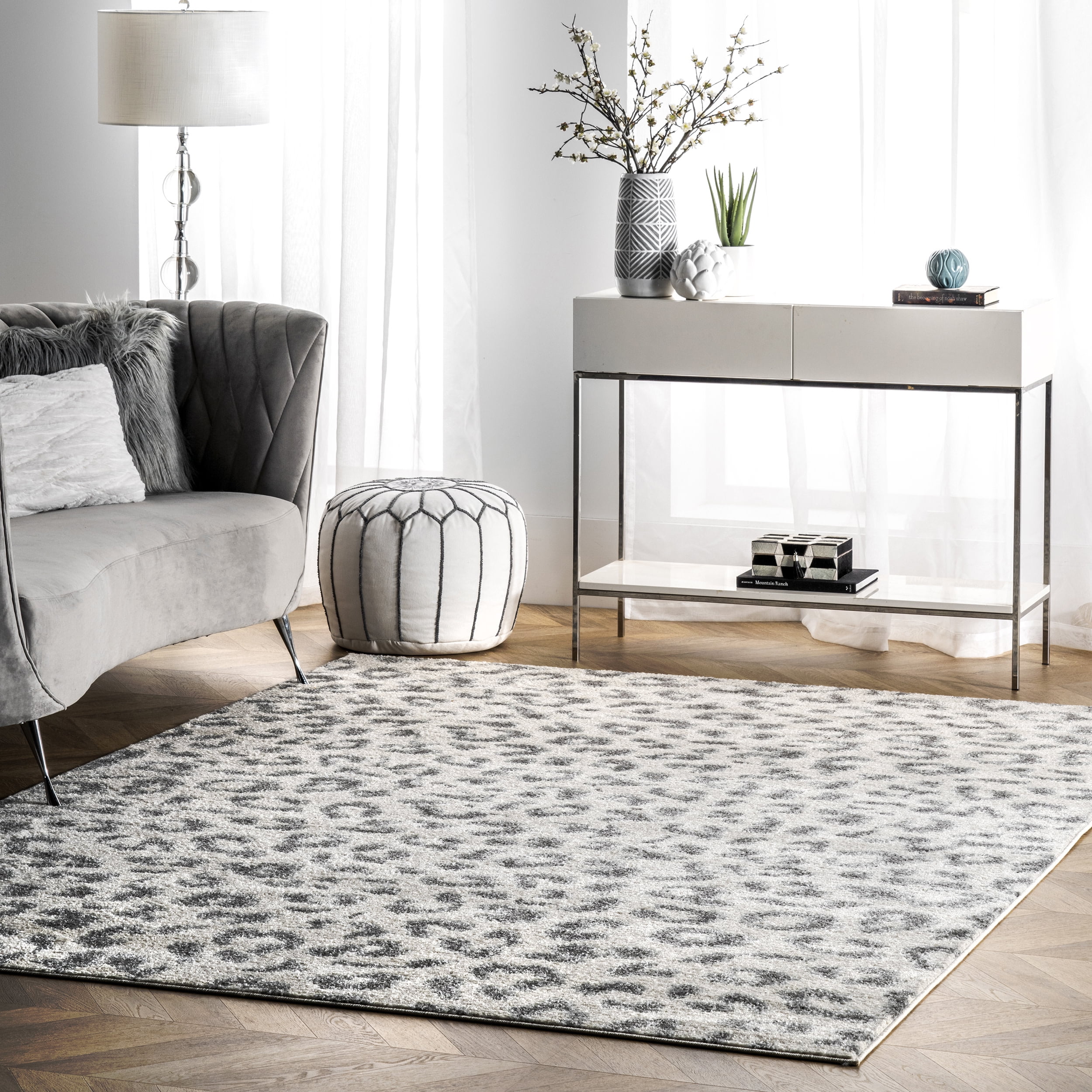 nuLOOM Leopard Print 5' x 7' 5" Area Rug, Grey
