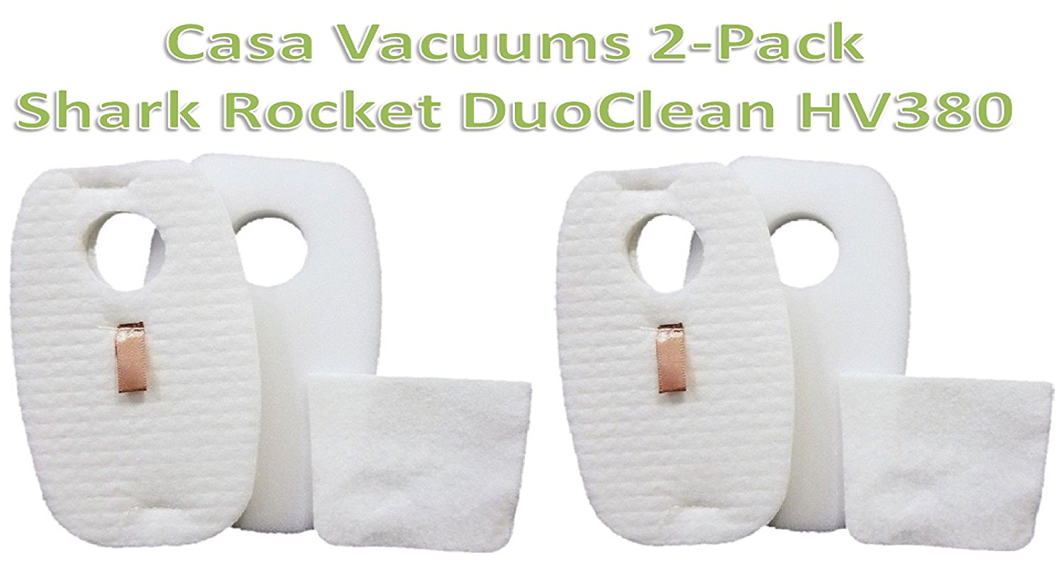 HQRP Kit Filtri Per Aspirapolvere Shark Rocket DuoClean Serie HV380 | 2 Filtri Schiuma E 2 Feltro | Sostituisce XFFH380 E XPSTFH380
