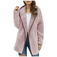 thumbnail image 2 of KIJBLAE Sales Womens Hooded Jackets Zip Up Fuzzy Fleece Outwear Coat Long Sleeve Fall Winter Warm Sherpa Jacket with Pockets Pink L, 2 of 7