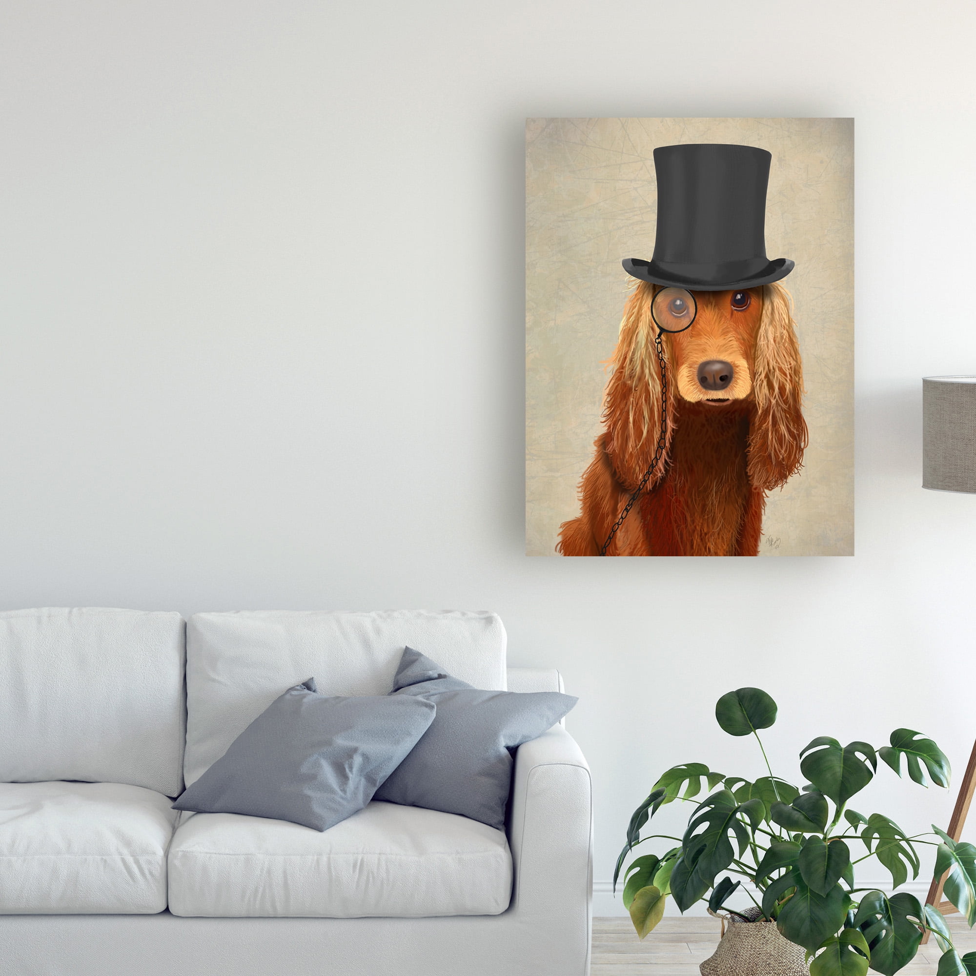 Trademark Fine Art 'Cocker Spaniel, Formal Hound And Hat' Canvas Art by Fab Funky