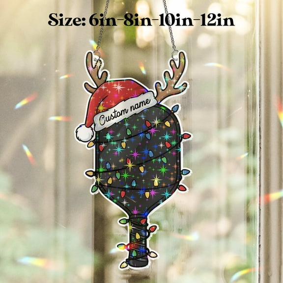 Lotusprinthandmade Personalized Christmas Gift Pickleball Graphic Custom Shape Star Hologram Ornament 3.5in, pickleball christmas decor ornament