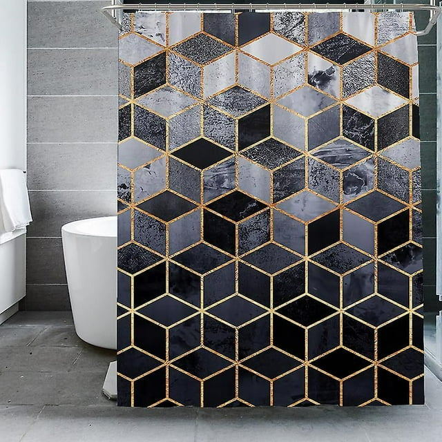Modern Geometric Bathroom Waterproof Shower Curtain
