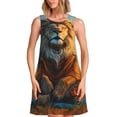 thumbnail image 1 of Bixox Robe Sans Manches à Imprimé Lion Méditant Prairie pour Femmes avec Poches, Robe Débardeur Décontractée Longueur Genou pour l'Été-grand, 1 of 7