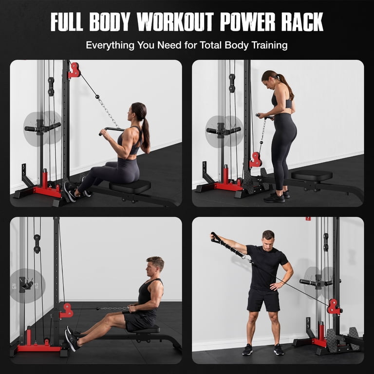 JELENS Cable Crossover Machine, Lat Pull Down Machine, 16