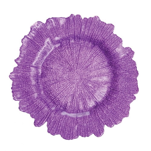 Koyal Wholesale 13'' Flora Glass Charger Plate (Set of 4)