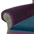 thumbnail image 6 of Accent Chair for Living Room, Boho Chic Wingback Accent Arm Chair, Floral & Leopard, Blue-Teal & Purple Velvet, 6 of 9