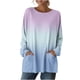thumbnail image 5 of TaTaai Women‘s Casual Round Neck Gradient Long Sleeve Blouse With Pockets Loose Fit Solid Color T Shirts Soft Polyester Daily Holiday Travel Top Gift, 5 of 7
