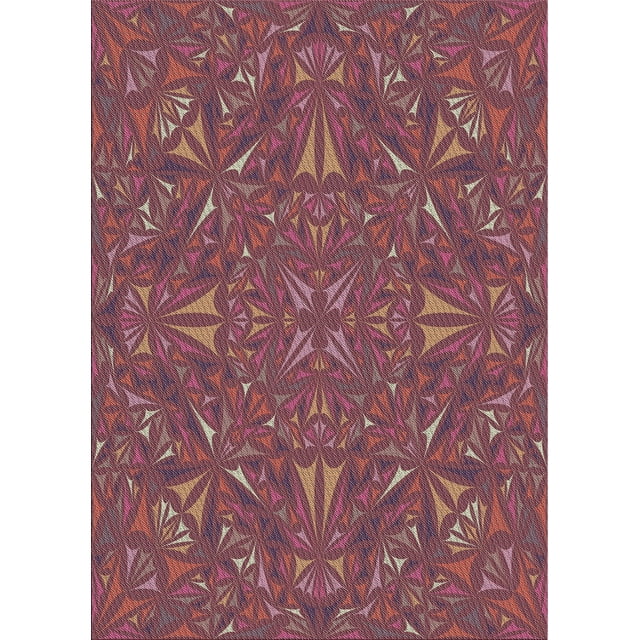 Ahgly Company Indoor Rectangle Patterned Pink Coral Pink Abstract Area Rugs, 2' x 3'