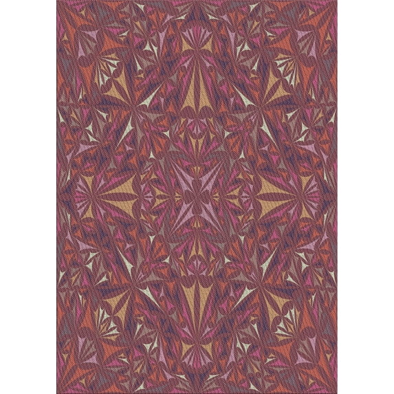 Ahgly Company Indoor Rectangle Patterned Pink Coral Pink Abstract Area Rugs, 6' x 9'