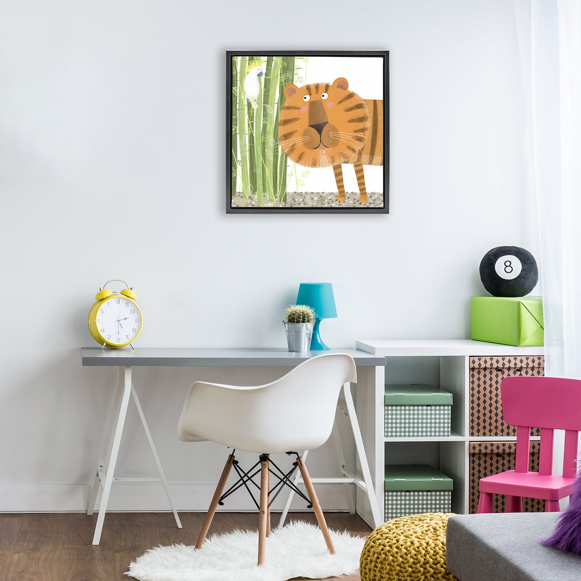 Stupell Industries Bamboo Trees & Tiger Black Framed Floater Canvas Wall Art, design by Carla Daly