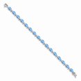 thumbnail image 2 of Real 14kt White Gold Blue Topaz Chain Bracelet; 7 inch; for Adults and Teens; for Women and Men, 2 of 2