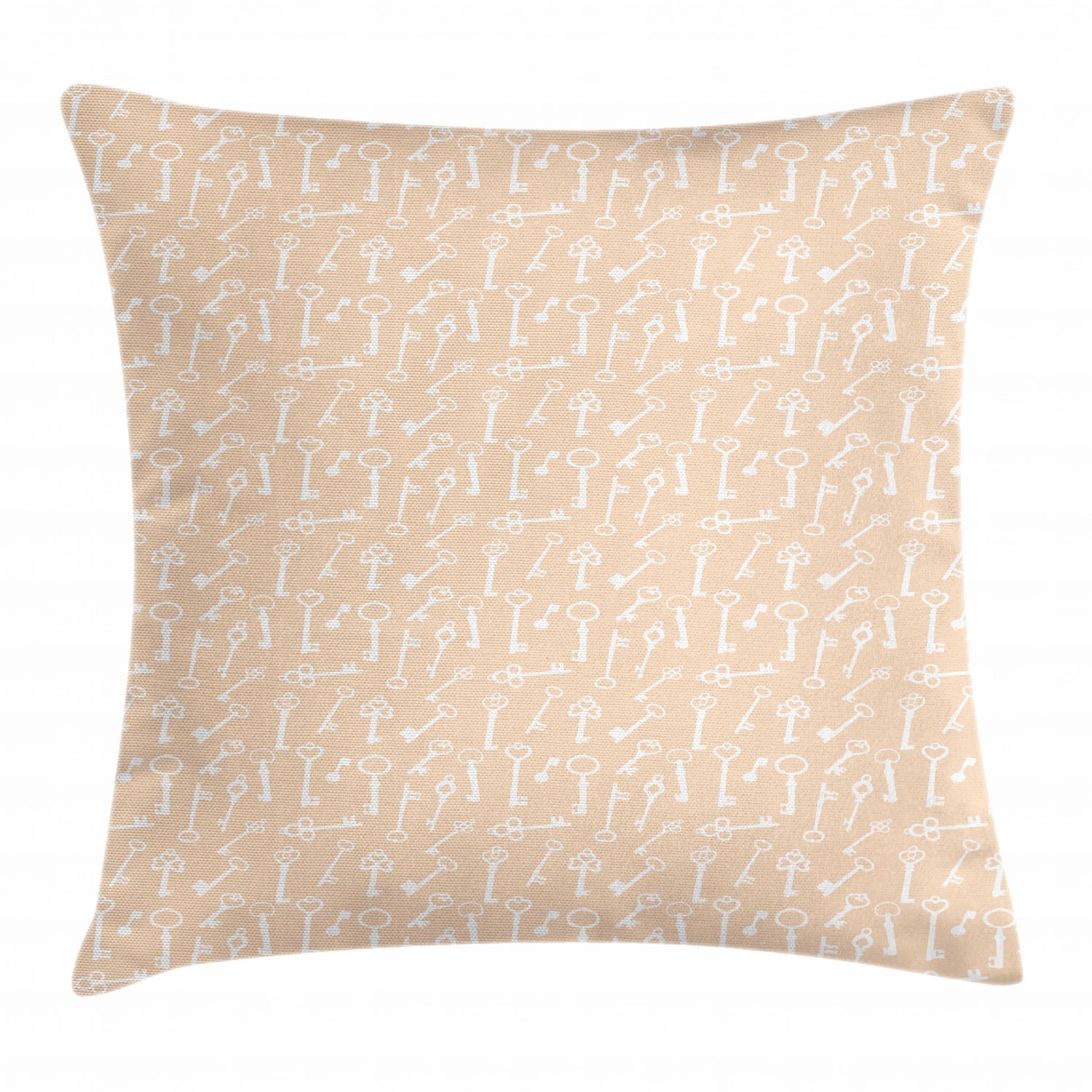 Peach and White Throw Pillow Cushion Cover, Pattern with Silhouette