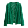 thumbnail image 2 of VJGBEGW Women's Boho Hollow Out Knitted Cardigan Long Sleeve Open Front Knit Sweater for Summer Beach Cover-Up Green XL, 2 of 3