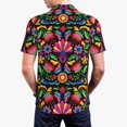 thumbnail image 3 of Balery Colorful Floral Embroidery Mexican Printed Men’s Short Sleeve Polo Shirt, Midweight Men's Shirt,Golf Polo shirts -4X-Large, 3 of 8
