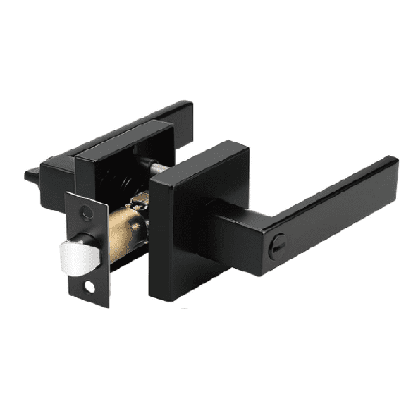 Kinetora Metal locks,Matte Black Door Handles Privacy Door Levers, Keyless Interior Door Knobs Square Door Levers Heavy Duty Door Locks for Bedroom Bathroom, Reversible Flat Levers