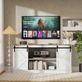 thumbnail image 2 of Furmax 65 inch TV Stand Entertainment Center with Sliding Barn Doors and Storage,White, 2 of 9