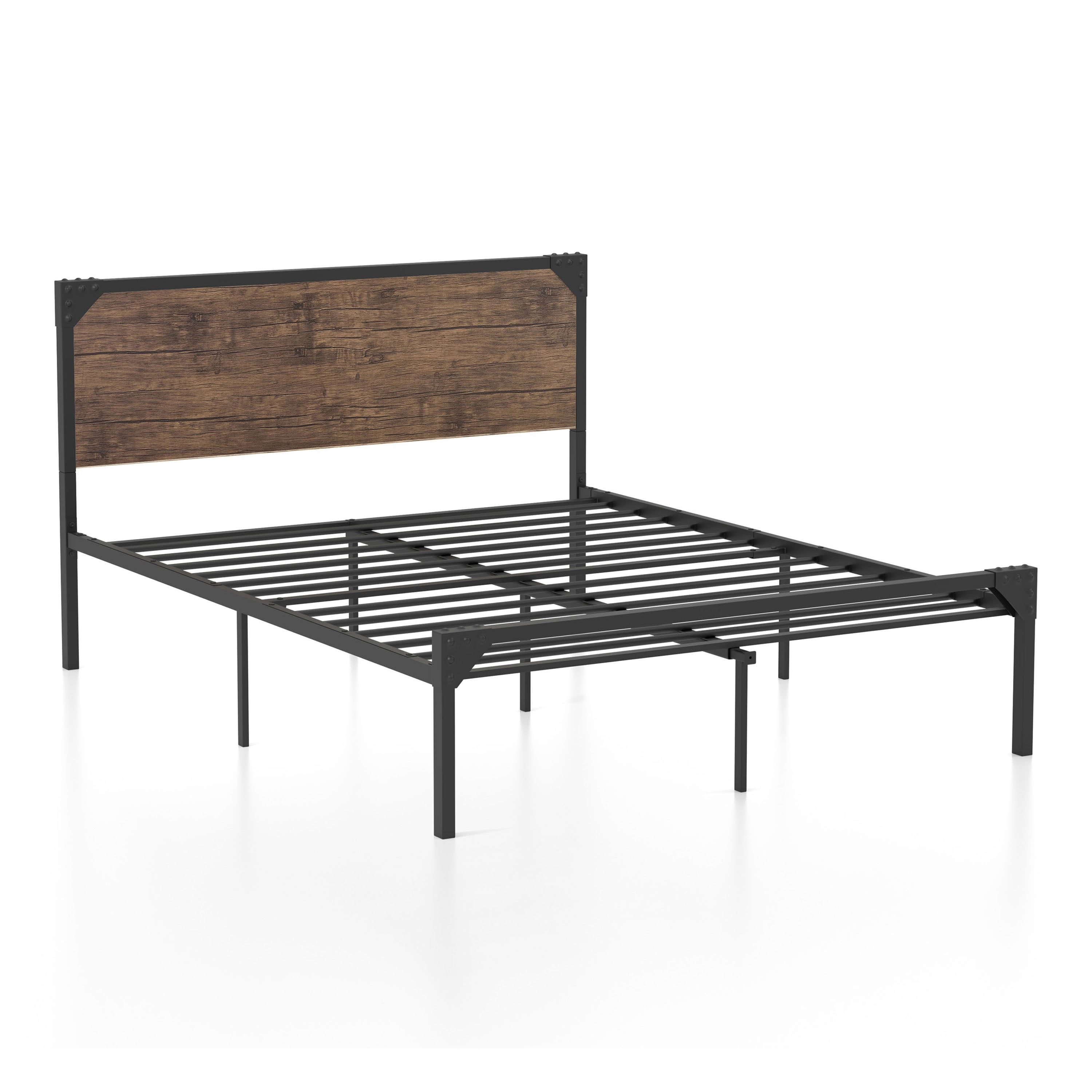 Furniture of America Fahr Steel Platform Bed, Queen, Dark Brown