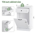 thumbnail image 3 of Tilt-Out Trash Can Cabinet, 10 Gallon Fluted Laundry Hamper Cabinet with Drawers, Wooden Hidden Garbage Can Cabinets, Free Standing for Kitchen & Living Room, White, 3 of 10