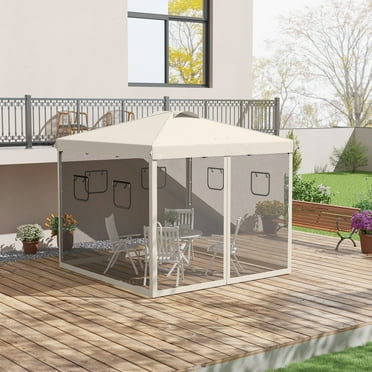 Outsunny 10' x 10' Pop Up Canopy Tent with Netting, Carry Bag and Windows