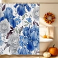 thumbnail image 3 of Blue Spring Flowers Shower Curtain, Waterproof Shower Curtains for Bathroom, Vintage Floral Elegance Roses Washable Fabric Bathtub Curtain Set Bath Decor with 12 Hooks 72"x78", 3 of 8