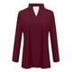 thumbnail image 3 of MHFRRA Camiseta de Manga Larga con Cuello En V y Solapa para Mujer, Color Liso, Talla 5 Vino, 3 of 3