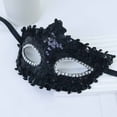 thumbnail image 2 of Xfvqtps Unisex Masquerade Mask for Parties Celebrations Lace Sequin Rhinestone Half Face Mask Ball Mask Party Accessory Black, 2 of 4
