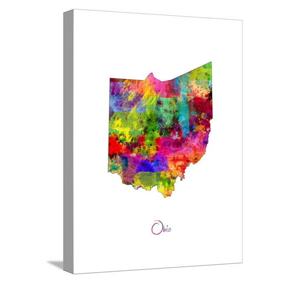 Art.com Ohio Map Stretched Canvas Print Wall Art by Michael Tompsett, 12" x 16"