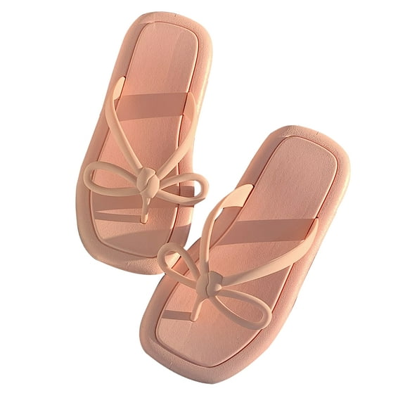 Women's Trendy Bow Flip Flops Fashion Beach Slippers Flat Sandals Summer Shower Slippers Non-Slip