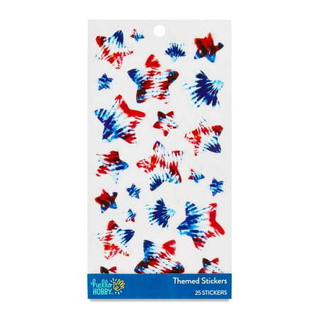 Hello Hobby Red, White & Blue Star Stickers, Multicolor, Star Icons, 25 Count