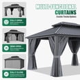 thumbnail image 7 of Clouddwell 12' x 14' Gazebo for Patio, Gazebo Pergola with Sloped Roof, Large Wall-Mounted Heavy Duty Awnings, for Deck, Patio and Backyard,Gray, 7 of 7