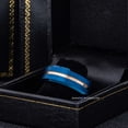 thumbnail image 4 of 8mm Mens Blue Tungsten Wedding Band, Grooved Center, Beveled Edge Engagement Ring - TN974WAs9.5, 4 of 4