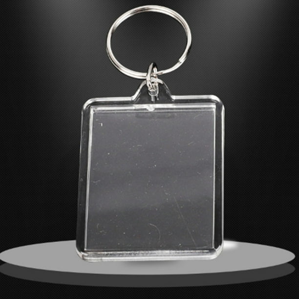 Colgante para marco de fotos, llavero con pantalla transparente, soporte para fotos, fácil de llevar, 50 piezas de plástico y metal para la familia