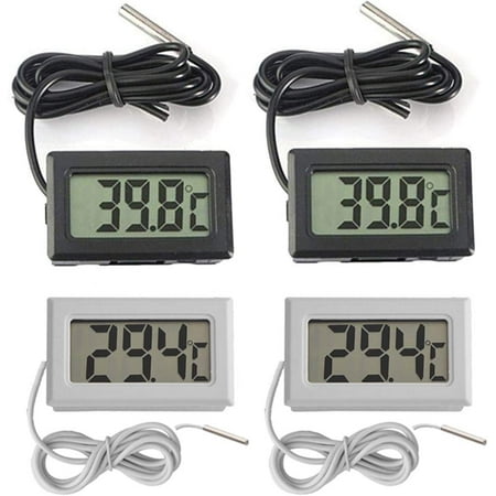 Alloet Mini Digital LCD Thermometer – For Aquariums, Fridges, Freezers With 1-Meter Probe (Black)